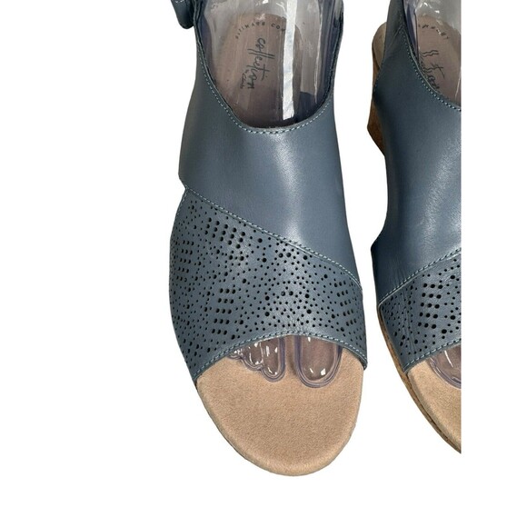 Clarks Lafley Joy Color Blue Grey Sandals Wedge Size 8.5 - Picture 5 of 16